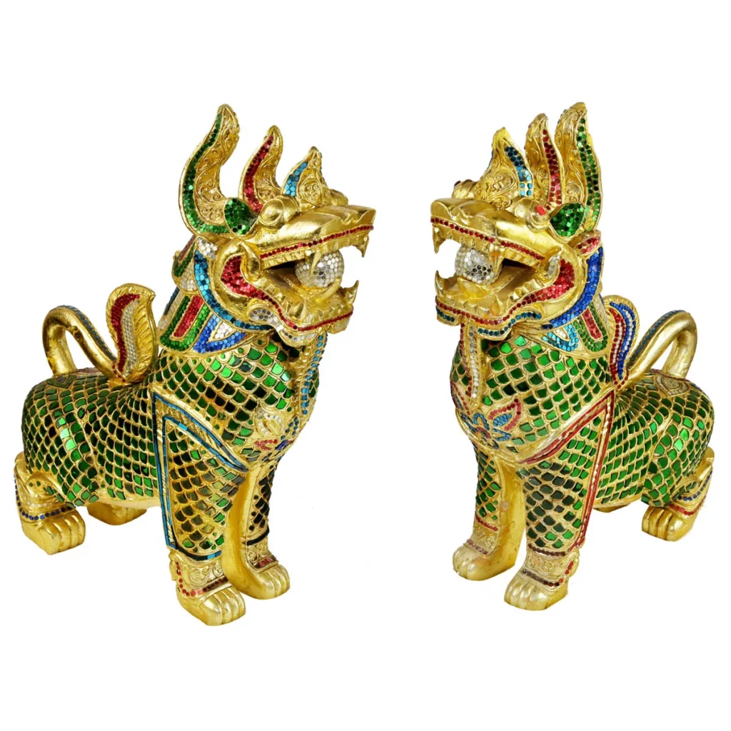 Singha Löwen 2er Set mit Mosaik 60cm Spirituelle Kunst Thai Deko Shop GmbH