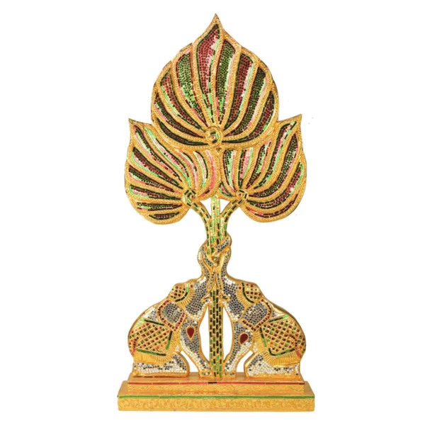 Thai-Skulptur mit 2 Elefanten und Palmblättern Thai Deko Shop Thai Deko Shop GmbH 3