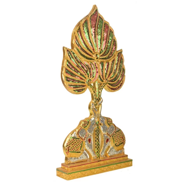 Thai-Skulptur mit 2 Elefanten und Palmblättern Thai Deko Shop Thai Deko Shop GmbH 4