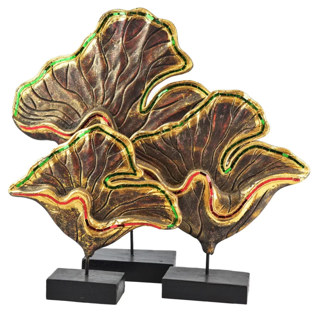 Thai Ginkgoblatt 3er Set Blumenskulpturen Thai Deko Shop GmbH