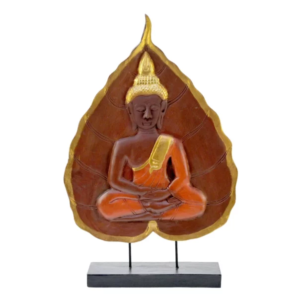 Buddha-Bodhiblatt-Aufsteller braun-rot Buddhas Thai Deko Shop GmbH 2