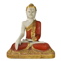 Meditations-Buddhafigur – rot-golden Thai Deko Shop Thai Deko Shop GmbH