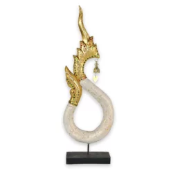 Grosse Naga-Statue weiss-golden Thai Deko Shop Thai Deko Shop GmbH