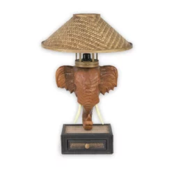 Elefantenkopf-Tischlampe – hellbraun 54cm Asiatische Deko Thai Deko Shop GmbH