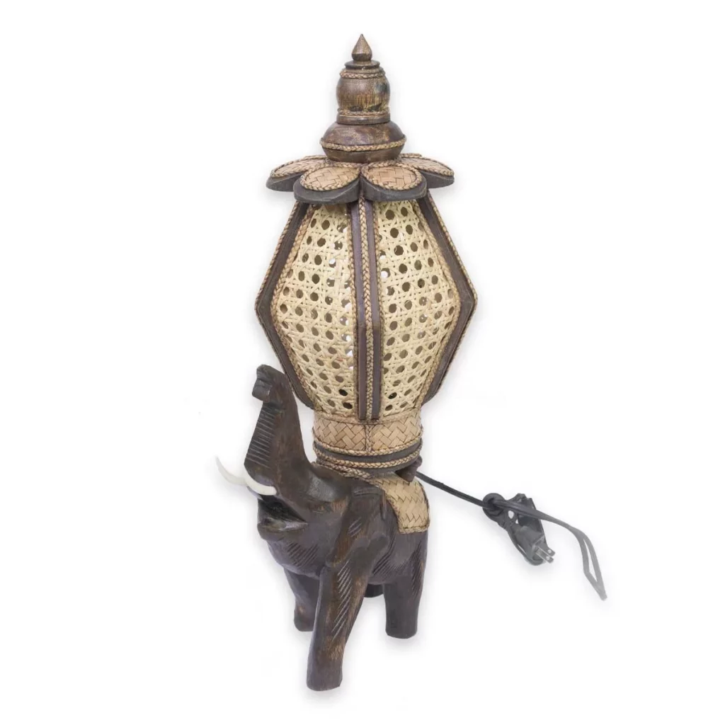 Elefanten-Bambuslampe 49cm Lampen & Kerzen Thai Deko Shop GmbH