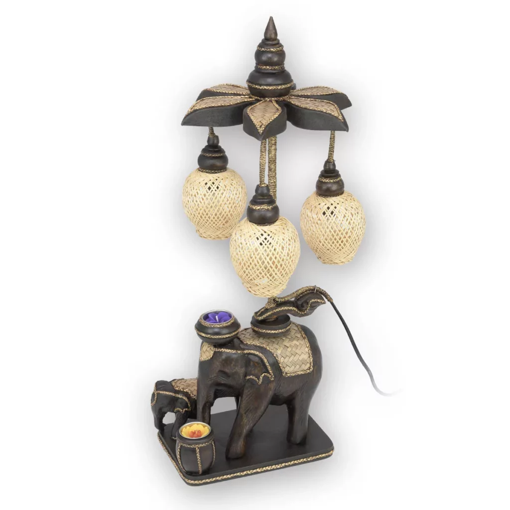 Lampe mit Bambusgondeln und Teelichthaltern Asiatische Lampen Thai Deko Shop GmbH