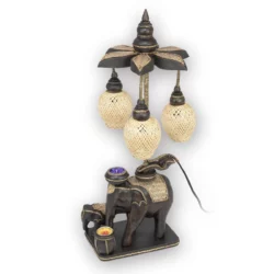 Lampe mit Bambusgondeln und Teelichthaltern Thai Deko Shop Thai Deko Shop GmbH