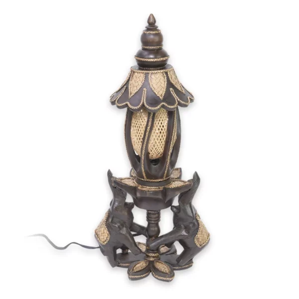 Bambuslampe mit 2 Elefanten Asiatische Lampen Thai Deko Shop GmbH 2