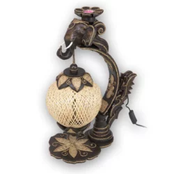 Tischlampe mit Bambusgondel und Teelichthalter Asiatische Lampen Thai Deko Shop GmbH