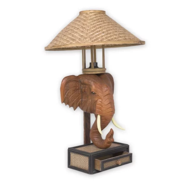 Elefantenkopf-Tischlampe – hellbraun 65cm Thai Deko Shop Thai Deko Shop GmbH 3