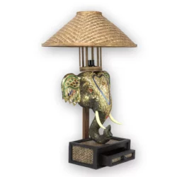 Elefantenkopf-Tischlampe – golden mosaikverziert 63cm Thai Deko Shop Thai Deko Shop GmbH