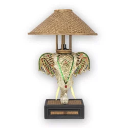 Elefantenkopf-Tischlampe – weiss mosaikverziert 63cm Thai Deko Shop Thai Deko Shop GmbH