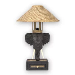 Elefantenkopf-Tischlampe – dunkelbraun 60cm Thai Deko Shop Thai Deko Shop GmbH