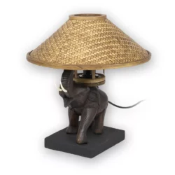 Elefantenkopflampe mit Bambusschirm 38cm Thai Deko Shop Thai Deko Shop GmbH
