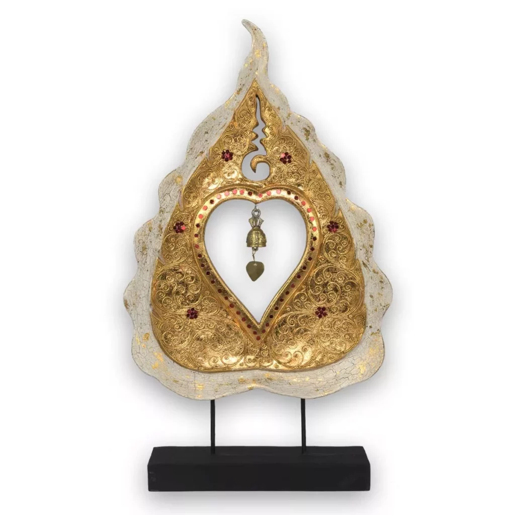 Bodhi-Blattglocke weiss-golden Thai Deko Shop Thai Deko Shop GmbH