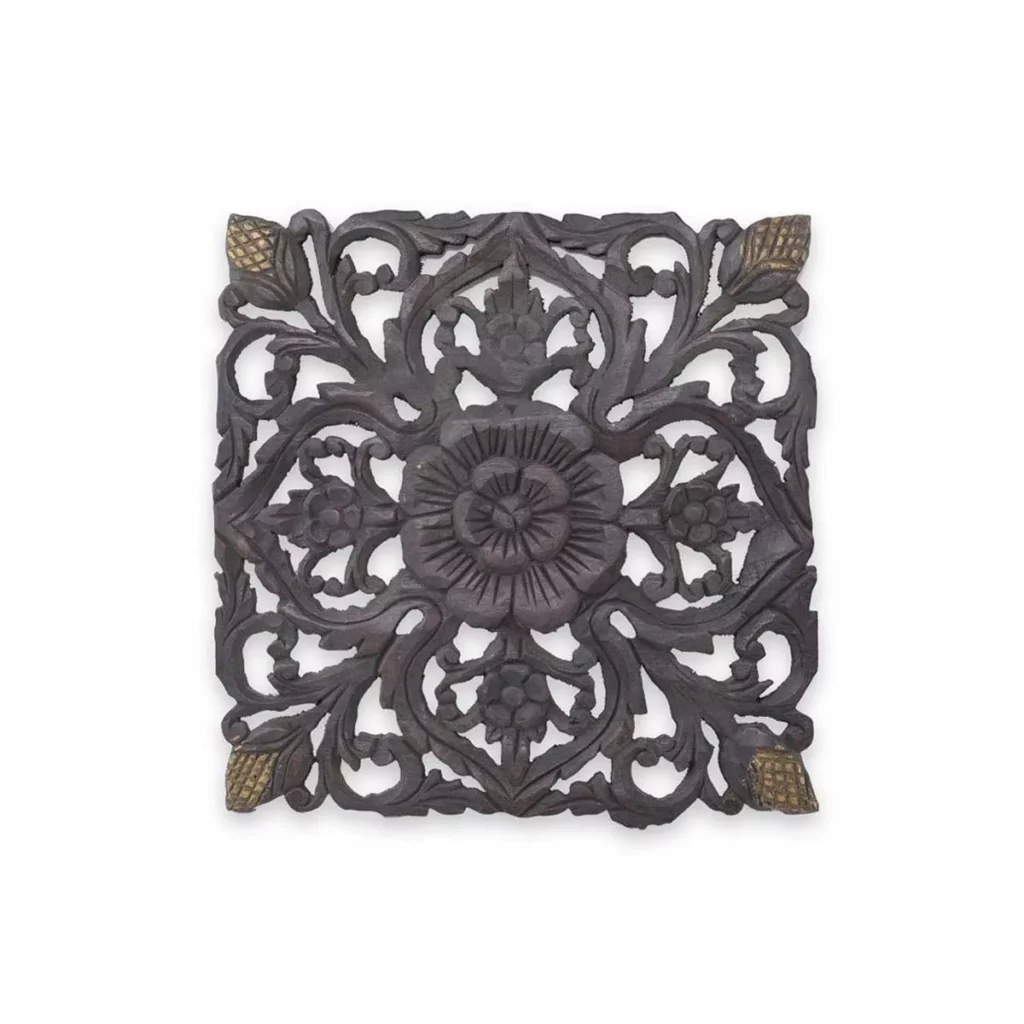 Thailändisches Holzornament 30 x30cm Wandschmuck Thai Deko Shop GmbH