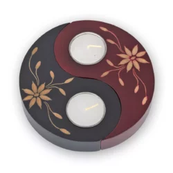 Yin Yang Teelicht – schwarz-rot Thai Deko Shop Thai Deko Shop GmbH