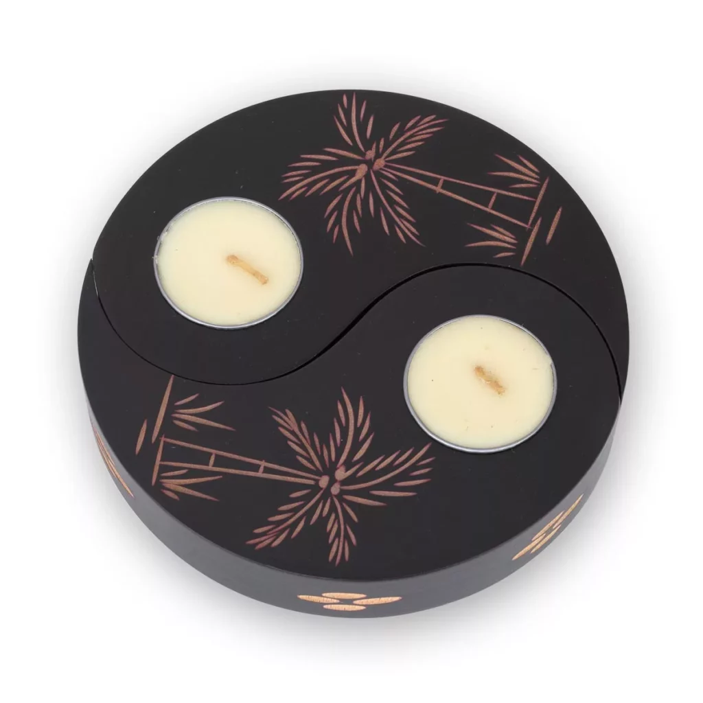 Yin Yang Teelicht – schwarz-braun 1 Thai Deko Shop Thai Deko Shop GmbH