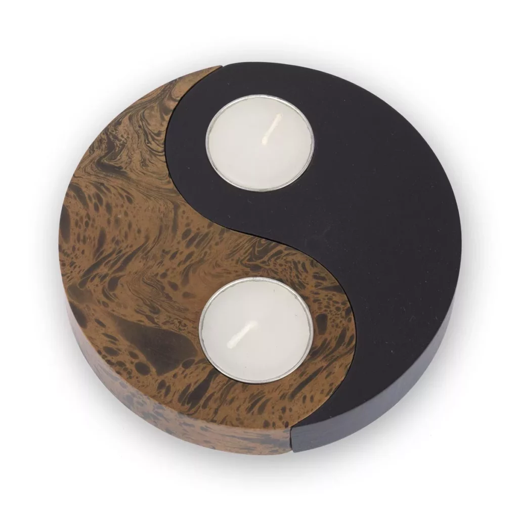 Yin Yang Teelicht – holzfarben 1 Thai Deko Shop Thai Deko Shop GmbH