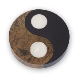 Yin Yang Teelicht – holzfarben 1 Thai Deko Shop Thai Deko Shop GmbH