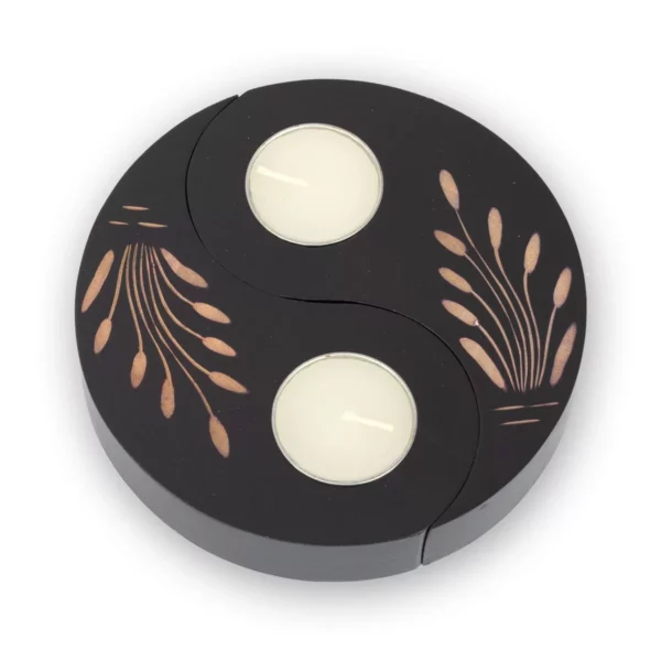 Yin Yang Teelicht – schwarz-braun 2 Kerzenhalter Thai Deko Shop GmbH 2