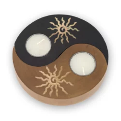 Yin Yang Teelicht – holzfarben 2 Thai Deko Shop Thai Deko Shop GmbH