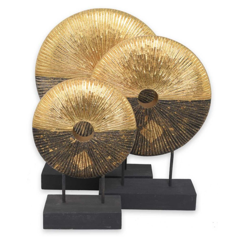 Thai Sonnenscheiben 3er Set schwarz-golden Sonnenscheiben Thai Deko Shop GmbH