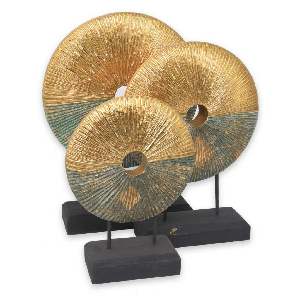 Thai Sonnenscheiben 3er Set grün-golden Sonnenscheiben Thai Deko Shop GmbH