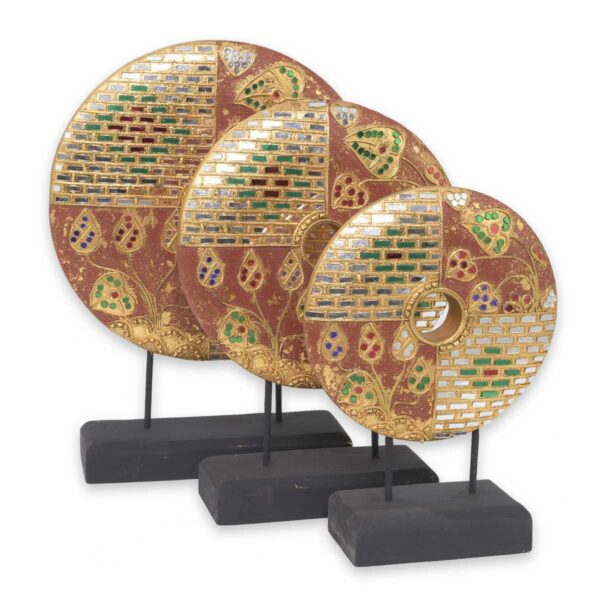Thai Sonnenscheiben 3er Set rot-golden Mosaik Thai Deko Shop Thai Deko Shop GmbH 2