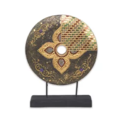 Thai Sonnenscheibe schwarz-golden mit Mosaikverzierung Thai Deko Shop Thai Deko Shop GmbH