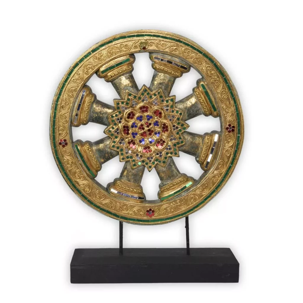 Dharma Rad grün-golden Sonnenscheiben Thai Deko Shop GmbH