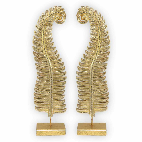 Thai Farnblatt 2er Set – golden-mosaikverziert Thai Deko Shop Thai Deko Shop GmbH 2