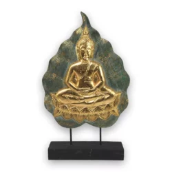 Buddha-Bodhiblatt-Aufsteller grün-golden 49cm Thai Deko Shop Thai Deko Shop GmbH