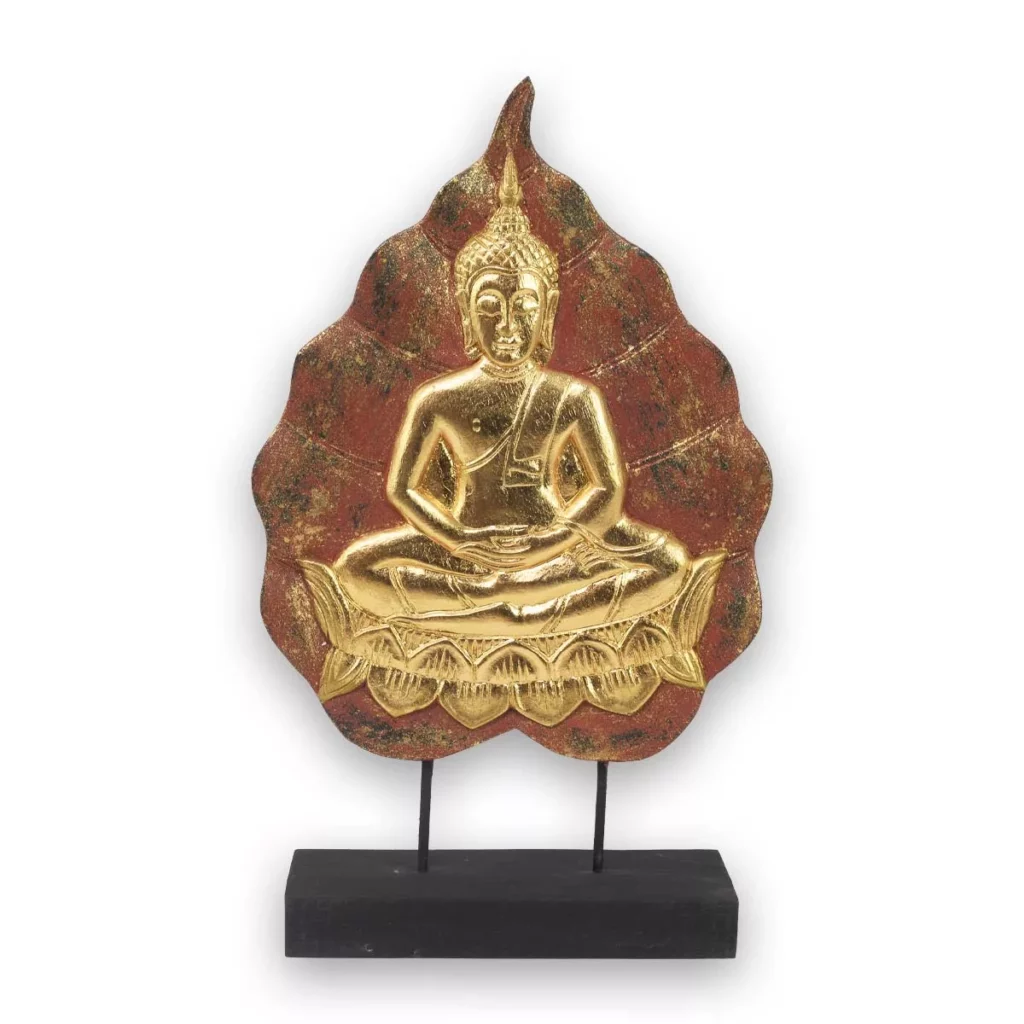 Buddha-Bodhiblatt-Aufsteller rot-golden 49cm Thai Deko Shop Thai Deko Shop GmbH