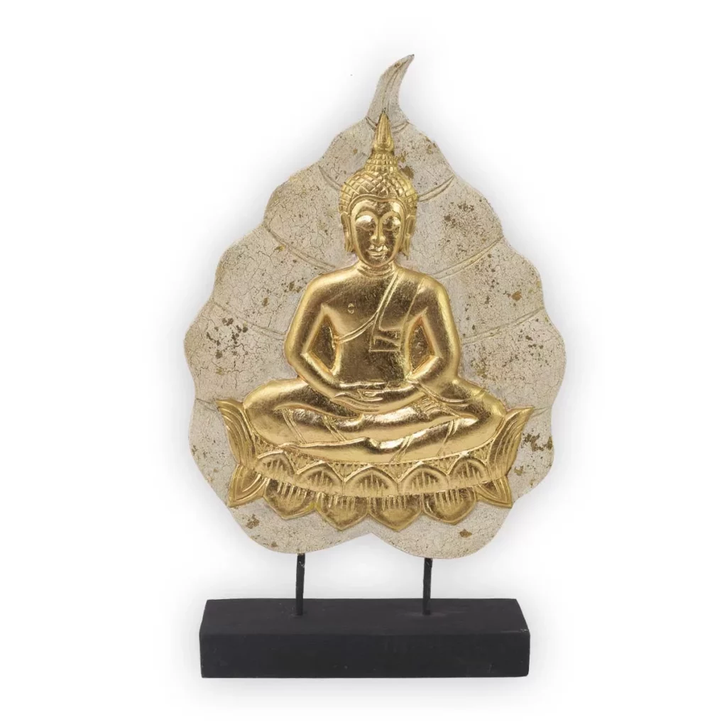 Buddha-Bodhiblatt-Aufsteller weiss-golden 49cm Buddhas Thai Deko Shop GmbH