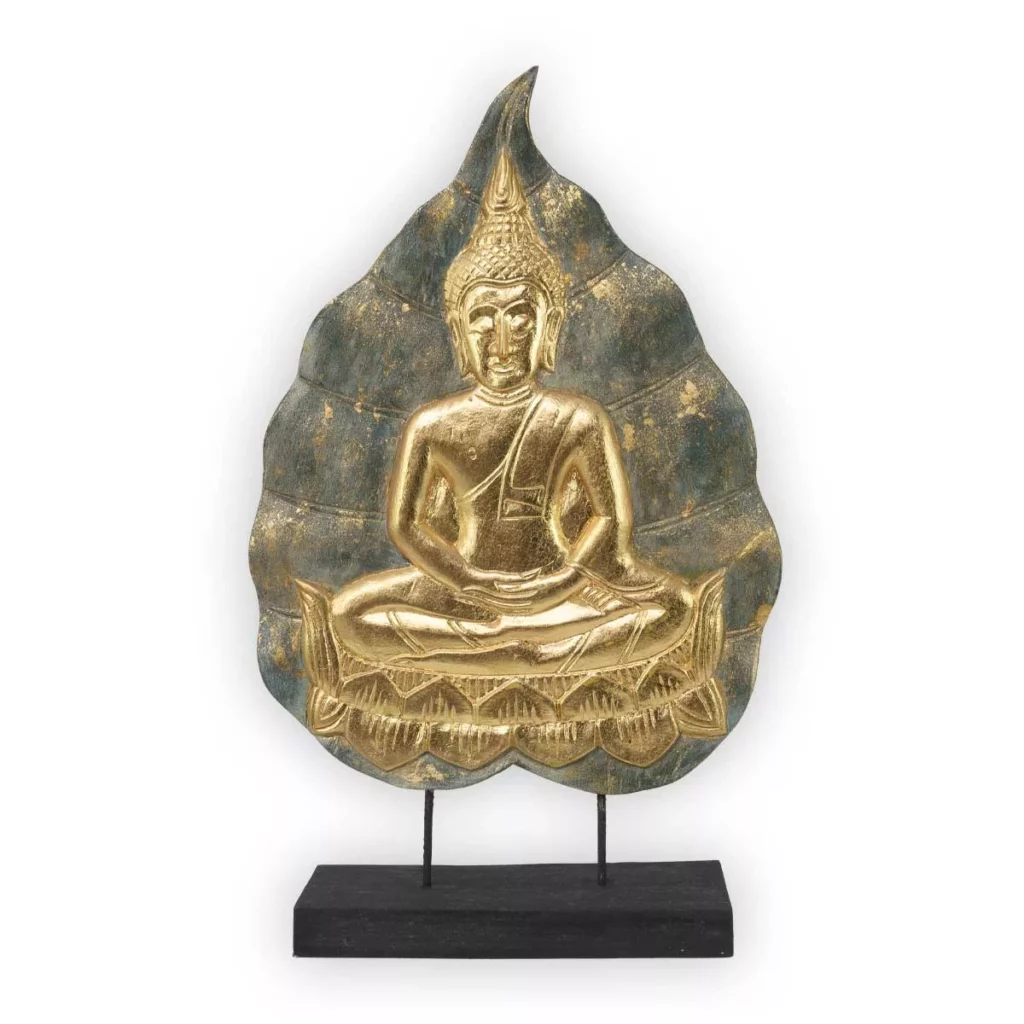 Buddha-Bodhiblatt-Aufsteller türkis-golden 62cm Thai Deko Shop Thai Deko Shop GmbH