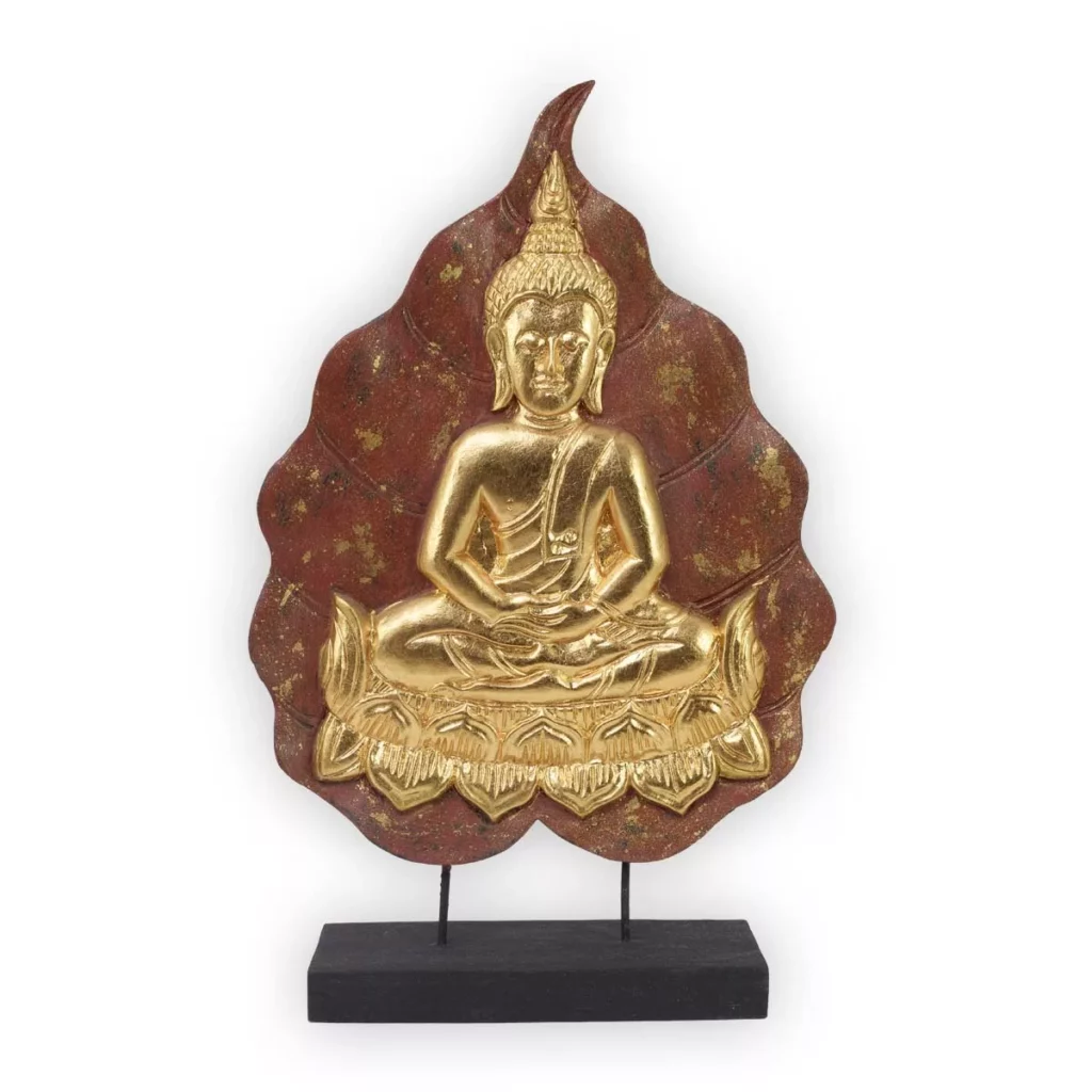 Buddha-Bodhiblatt-Aufsteller rot-golden 62cm Buddhas Thai Deko Shop GmbH