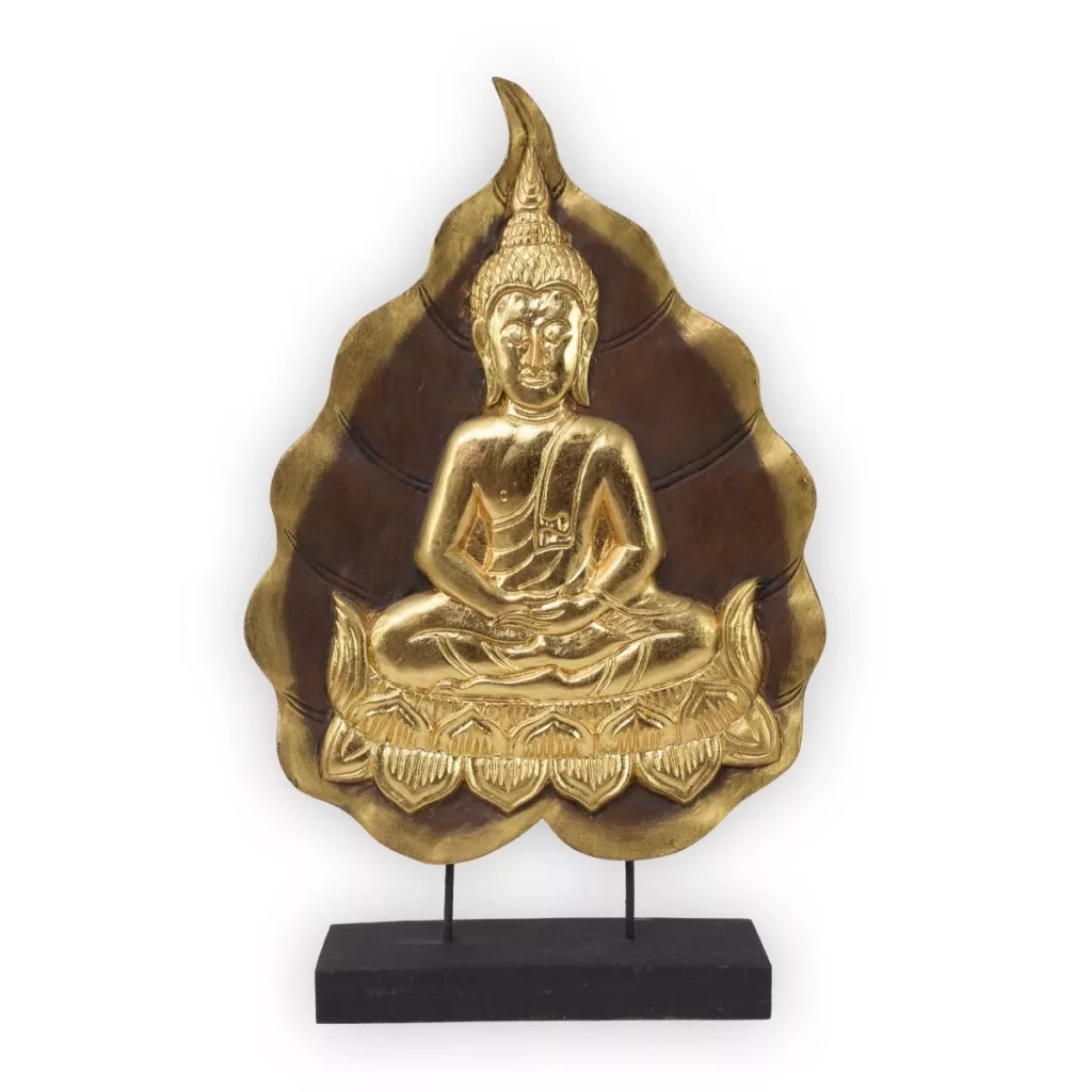 Buddha-Bodhiblatt-Aufsteller dunkelbraun-golden 62cm Thai Deko Shop Thai Deko Shop GmbH