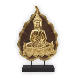 Buddha-Bodhiblatt-Aufsteller dunkelbraun-golden 62cm Thai Deko Shop Thai Deko Shop GmbH
