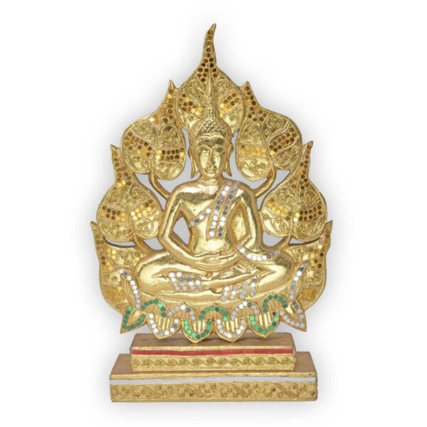Buddha-Bodhiblatt-Aufsteller golden mosaikverziert Buddhas Thai Deko Shop GmbH 2