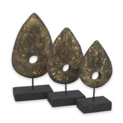 Thai Bodhi Blattskulptur schwarz-golden 3er Set Thai Deko Shop Thai Deko Shop GmbH