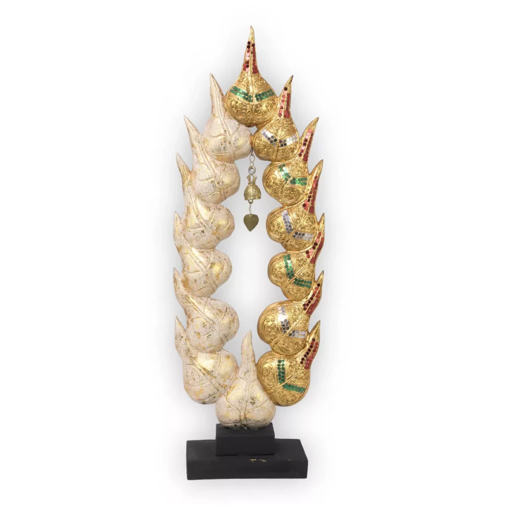 Thai Bodhi-Blätter-Skulptur – weiss-golden Bodhi-Blätter Thai Deko Shop GmbH