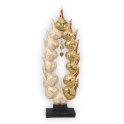 Thai Bodhi-Blätter-Skulptur – weiss-golden Thai Deko Shop Thai Deko Shop GmbH