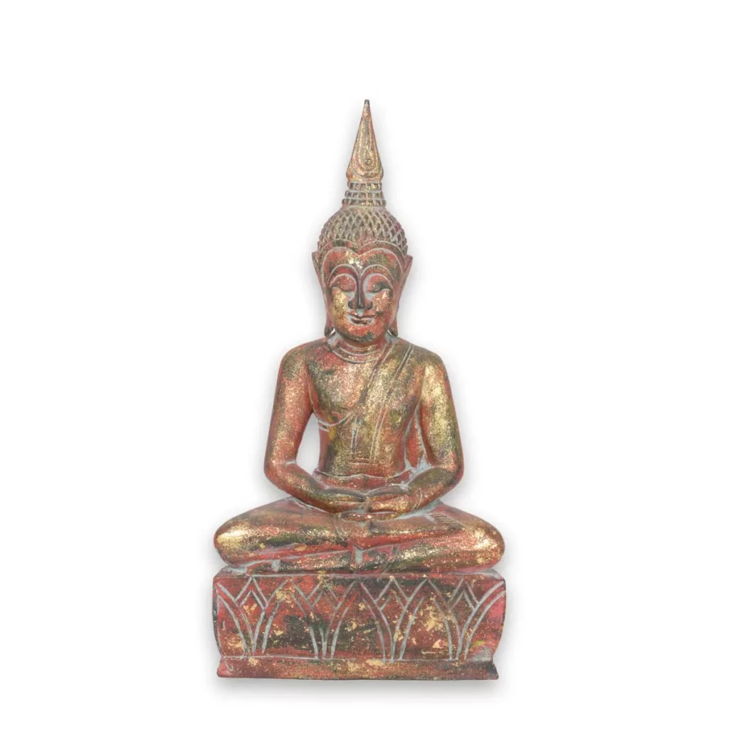 Buddhafigur – Khmer-Stil rot-golden Thai Deko Shop Thai Deko Shop GmbH