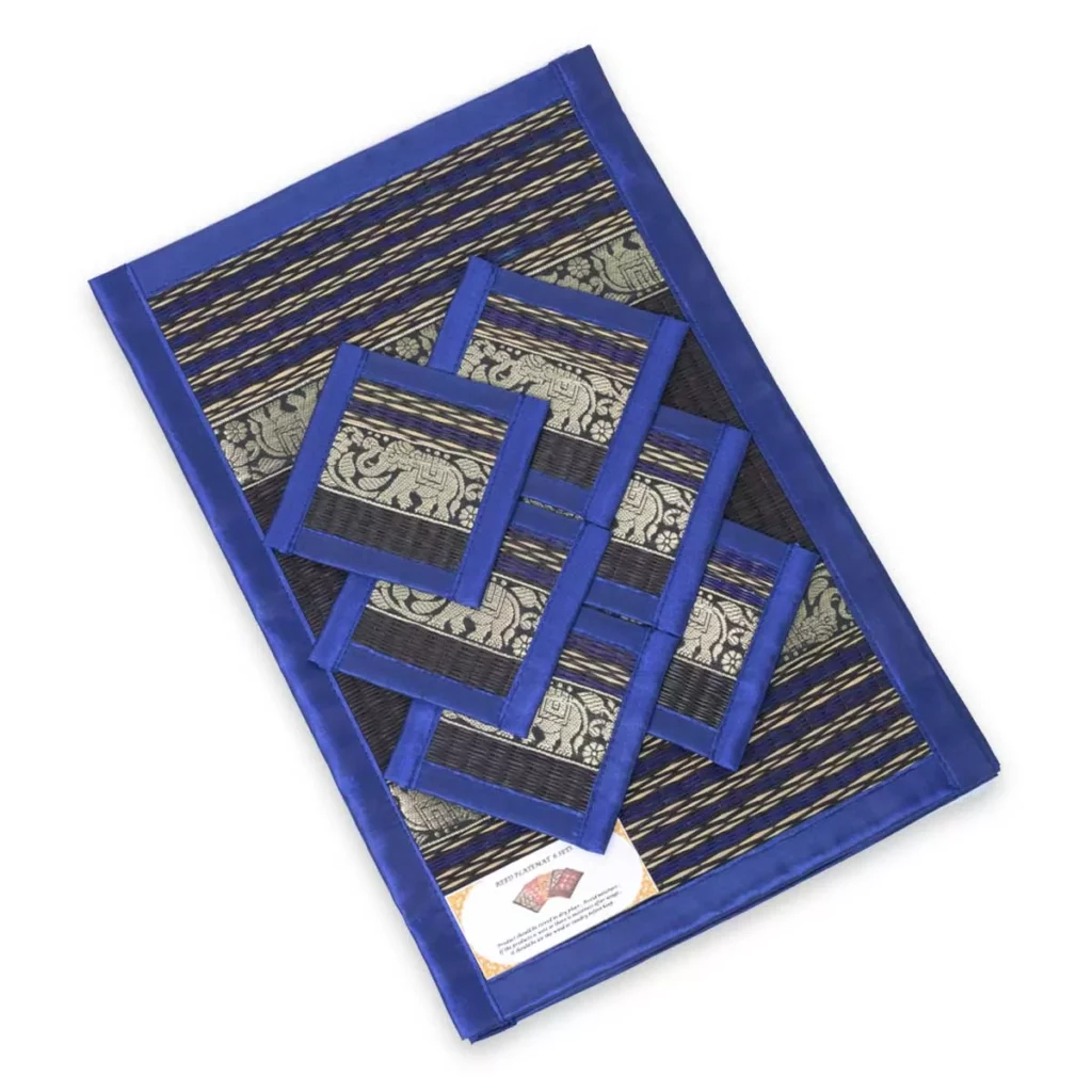 Bambus-Untersetzer 4-teilig – blau Untersetzer & Tischsets Thai Deko Shop GmbH