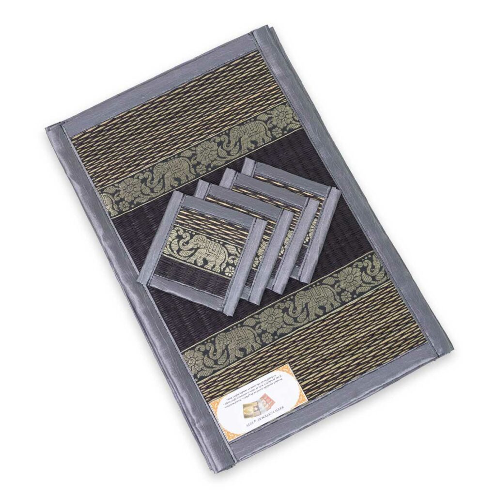 Bambus-Untersetzer 4-teilig – grau Untersetzer & Tischsets Thai Deko Shop GmbH