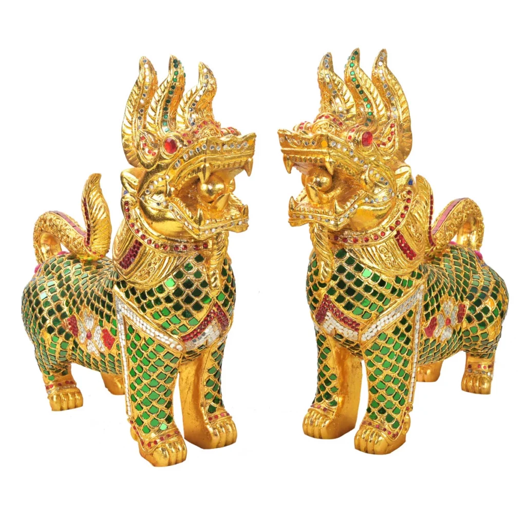 Singha Löwen 2er Set mit Mosaik 55cm Spirituelle Kunst Thai Deko Shop GmbH