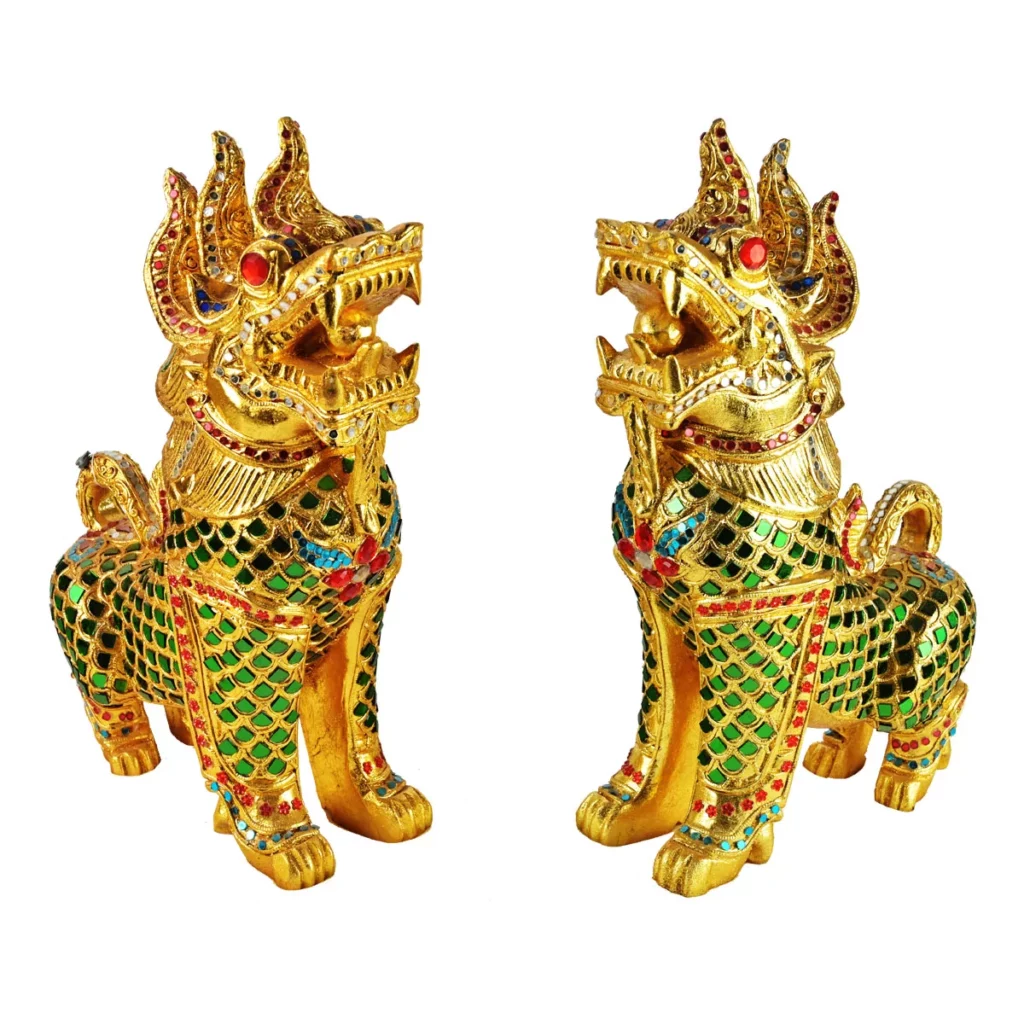 Singha Löwen 2er Set mit Mosaik 46cm Singha Löwen Thai Deko Shop GmbH