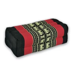 Thai Yogakissen mit Kapok – schwarz-rot mit Elefanten Thai Deko Shop Thai Deko Shop GmbH